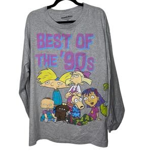 Nickelodeon Best of the 90s Long Sleeve T Shirt Gray Size 2X